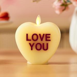 imageLuminara Candy Heart Be Mine Gentle Lavender Candle Flameless RealFlame Romantic Battery Operated LED Decor Valentines Day Collection 35quot x 45quotLemon Chiffon