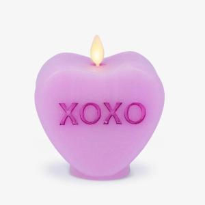 imageLuminara Candy Heart Be Mine Gentle Lavender Candle Flameless RealFlame Romantic Battery Operated LED Decor Valentines Day Collection 35quot x 45quotPastel Orchid