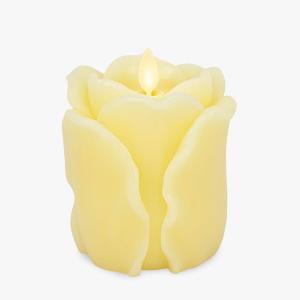 imageLuminara Crystal Rose Flameless Candle  36quot x 43quot Rosebud Pillar  Real Flame Technology wFlickering LED Light  Perfect for Mothers DayLemon Chiffon