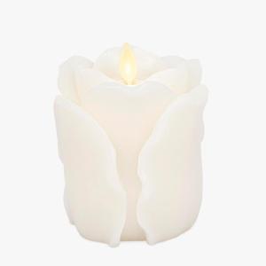 imageLuminara Crystal Rose Flameless Candle  36quot x 43quot Rosebud Pillar  Real Flame Technology wFlickering LED Light  Perfect for Mothers DaySnow White