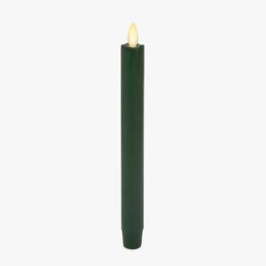 imageLuminara Flameless Candle Taper 1quot x 95quot Melted Top Real Wax Unscented Remote Ready Timer Crystal RoseHoliday Green