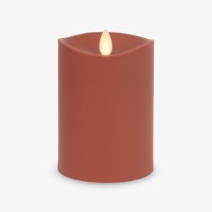 imageLuminara Outdoor Flameless LED Candle Cherry Red 325quot x 7quot Moving Flame Pillar Timer Battery Operated Premium Plastic IPX4 Water ResistanceBaked Clay