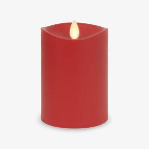imageLuminara Outdoor Flameless LED Candle Cherry Red 325quot x 7quot Moving Flame Pillar Timer Battery Operated Premium Plastic IPX4 Water ResistanceCherry Red