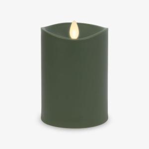 imageLuminara Outdoor Flameless LED Candle Cherry Red 325quot x 7quot Moving Flame Pillar Timer Battery Operated Premium Plastic IPX4 Water ResistanceLoden Green