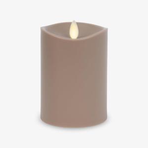 imageLuminara Outdoor Flameless LED Candle Cherry Red 325quot x 7quot Moving Flame Pillar Timer Battery Operated Premium Plastic IPX4 Water ResistanceTimeless Taupe