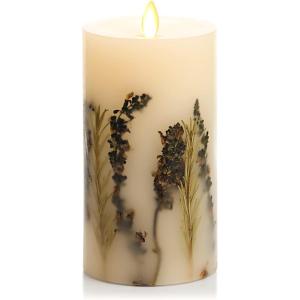 imageLuminara Realistic Artificial Moving Flame Pillar Candle with Lavender ampamp Rosemary Inclusion  Moving Flame LED Battery Operated Lights  Remote Ready  Remote Sold Separately  325quot x 65quot65inch