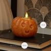 imageLuminara Cute Smily Pumpkin Figural Flameless Flickering Moving Flame LED Candle 47quot x 45quot Chalky Finish Real Unscented Wax Time Function Chalky Orange