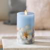 imageLuminara Embedded Flameless LED Candle  Orange Leaf 35quot x 65quot  Moving Flame Pillar Battery Operated Timer Real Wax Unscented SafeChambray