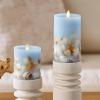 imageLuminara Embedded Flameless LED Candle  Orange Leaf 35quot x 65quot  Moving Flame Pillar Battery Operated Timer Real Wax Unscented SafeChambray
