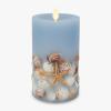 imageLuminara Embedded Flameless LED Candle  Orange Leaf 35quot x 65quot  Moving Flame Pillar Battery Operated Timer Real Wax Unscented SafeChambray