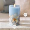 imageLuminara Embedded Flameless LED Candle  Orange Leaf 35quot x 65quot  Moving Flame Pillar Battery Operated Timer Real Wax Unscented SafeChambray