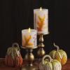 imageLuminara Embedded Flameless LED Candle  Orange Leaf 35quot x 65quot  Moving Flame Pillar Battery Operated Timer Real Wax Unscented SafeOrange Leaf