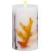 imageLuminara Embedded Flameless LED Candle  Orange Leaf 35quot x 65quot  Moving Flame Pillar Battery Operated Timer Real Wax Unscented SafeOrange Leaf