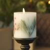 imageLuminara Embedded Flameless LED Candle  Orange Leaf 35quot x 65quot  Moving Flame Pillar Battery Operated Timer Real Wax Unscented SafePine Berries