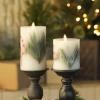 imageLuminara Embedded Flameless LED Candle  Orange Leaf 35quot x 65quot  Moving Flame Pillar Battery Operated Timer Real Wax Unscented SafePine Berries