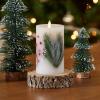 imageLuminara Embedded Flameless LED Candle  Orange Leaf 35quot x 65quot  Moving Flame Pillar Battery Operated Timer Real Wax Unscented SafePine Berries