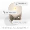 imageLuminara Embedded Flameless LED Candle  Orange Leaf 35quot x 65quot  Moving Flame Pillar Battery Operated Timer Real Wax Unscented SafePine Berries