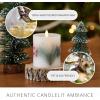 imageLuminara Embedded Flameless LED Candle  Orange Leaf 35quot x 65quot  Moving Flame Pillar Battery Operated Timer Real Wax Unscented SafePine Berries