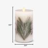 imageLuminara Embedded Flameless LED Candle  Orange Leaf 35quot x 65quot  Moving Flame Pillar Battery Operated Timer Real Wax Unscented SafePine Berries