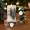 imageLuminara Embedded Flameless LED Candle  Orange Leaf 35quot x 65quot  Moving Flame Pillar Battery Operated Timer Real Wax Unscented SafePine Berries