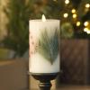 imageLuminara Embedded Flameless LED Candle  Orange Leaf 35quot x 65quot  Moving Flame Pillar Battery Operated Timer Real Wax Unscented SafePine Berries