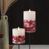 imageLuminara Embedded Flameless LED Candle  Orange Leaf 35quot x 65quot  Moving Flame Pillar Battery Operated Timer Real Wax Unscented SafeRed