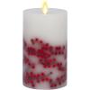 imageLuminara Embedded Flameless LED Candle  Orange Leaf 35quot x 65quot  Moving Flame Pillar Battery Operated Timer Real Wax Unscented SafeRowan Berries
