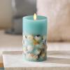 imageLuminara Embedded Flameless LED Candle  Orange Leaf 35quot x 65quot  Moving Flame Pillar Battery Operated Timer Real Wax Unscented SafeTeal
