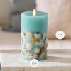 imageLuminara Embedded Flameless LED Candle  Orange Leaf 35quot x 65quot  Moving Flame Pillar Battery Operated Timer Real Wax Unscented SafeTeal