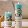 imageLuminara Embedded Flameless LED Candle  Orange Leaf 35quot x 65quot  Moving Flame Pillar Battery Operated Timer Real Wax Unscented SafeTeal