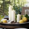 imageLuminara Outdoor Slim Pillar Flameless LED Candle Set of 3 Ivory Moving Flame Weather Resistant Remote Timer Ready Battery Operated Safe Melted Edge45inch