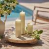 imageLuminara Outdoor Slim Pillar Flameless LED Candle Set of 3 Ivory Moving Flame Weather Resistant Remote Timer Ready Battery Operated Safe Melted Edge45inch