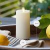 imageLuminara Outdoor Slim Pillar Flameless LED Candle Set of 3 Ivory Moving Flame Weather Resistant Remote Timer Ready Battery Operated Safe Melted Edge45inch
