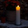 imageLuminara Outdoor Slim Pillar Flameless LED Candle Set of 3 Ivory Moving Flame Weather Resistant Remote Timer Ready Battery Operated Safe Melted Edge85inch