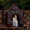 imageLuminara Outdoor Slim Pillar Flameless LED Candle Set of 3 Ivory Moving Flame Weather Resistant Remote Timer Ready Battery Operated Safe Melted EdgeSet of 3