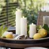 imageLuminara Outdoor Slim Pillar Flameless LED Candle Set of 3 Ivory Moving Flame Weather Resistant Remote Timer Ready Battery Operated Safe Melted EdgeSet of 3