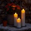 imageLuminara Outdoor Slim Pillar Flameless LED Candle Set of 3 Ivory Moving Flame Weather Resistant Remote Timer Ready Battery Operated Safe Melted EdgeSet of 3