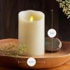 imageLuminara Scalloped Edge Flameless LED Candle  Ivory 35quot x 7quot  Real Wax Pillar Battery Operated Moving Flame wTimer Unscented 1000Hr Runtime35 x 5