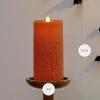 imageLuminara Sea Glass Flameless Candle Timeless Taupe 3quot x 45quot Moving LED Flame Pillar with Timer Battery Operated Real Wax Unscented Home DcorOrange