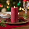 imageLuminara Sea Glass Flameless Candle Timeless Taupe 3quot x 45quot Moving LED Flame Pillar with Timer Battery Operated Real Wax Unscented Home DcorRed