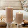 imageLuminara Sea Glass Flameless Candle Timeless Taupe 3quot x 45quot Moving LED Flame Pillar with Timer Battery Operated Real Wax Unscented Home DcorTimeless Taupe