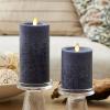 imageLuminara Sea Glass Flameless Candle Timeless Taupe 3quot x 65quot Moving LED Flame Pillar with Timer Battery Operated Real Wax Unscented Home DcorMidnight Blue