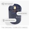 imageLuminara Sea Glass Flameless Candle Timeless Taupe 3quot x 65quot Moving LED Flame Pillar with Timer Battery Operated Real Wax Unscented Home DcorMidnight Blue