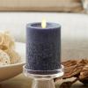 imageLuminara Sea Glass Flameless Candle Timeless Taupe 3quot x 65quot Moving LED Flame Pillar with Timer Battery Operated Real Wax Unscented Home DcorMidnight Blue