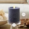 imageLuminara Sea Glass Flameless Candle Timeless Taupe 3quot x 65quot Moving LED Flame Pillar with Timer Battery Operated Real Wax Unscented Home DcorMidnight Blue