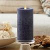 imageLuminara Sea Glass Flameless Candle Timeless Taupe 3quot x 65quot Moving LED Flame Pillar with Timer Battery Operated Real Wax Unscented Home DcorMidnight Blue