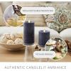 imageLuminara Sea Glass Flameless Candle Timeless Taupe 3quot x 65quot Moving LED Flame Pillar with Timer Battery Operated Real Wax Unscented Home DcorMidnight Blue