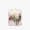 imageLuminara Embedded Flameless LED Candle  Orange Leaf 35quot x 65quot  Moving Flame Pillar Battery Operated Timer Real Wax Unscented SafePine Berries