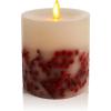 imageLuminara Embedded Flameless LED Candle  Orange Leaf 35quot x 65quot  Moving Flame Pillar Battery Operated Timer Real Wax Unscented SafeRed