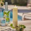 imageLuminara Outdoor Slim Pillar Flameless LED Candle Set of 3 Ivory Moving Flame Weather Resistant Remote Timer Ready Battery Operated Safe Melted Edge85inch